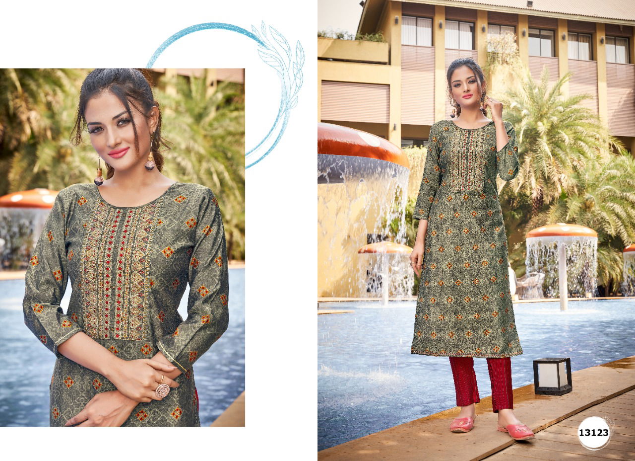 alaroop Aston Latest Ethnic Wear Silk Printed Kurti With Bottom Collection